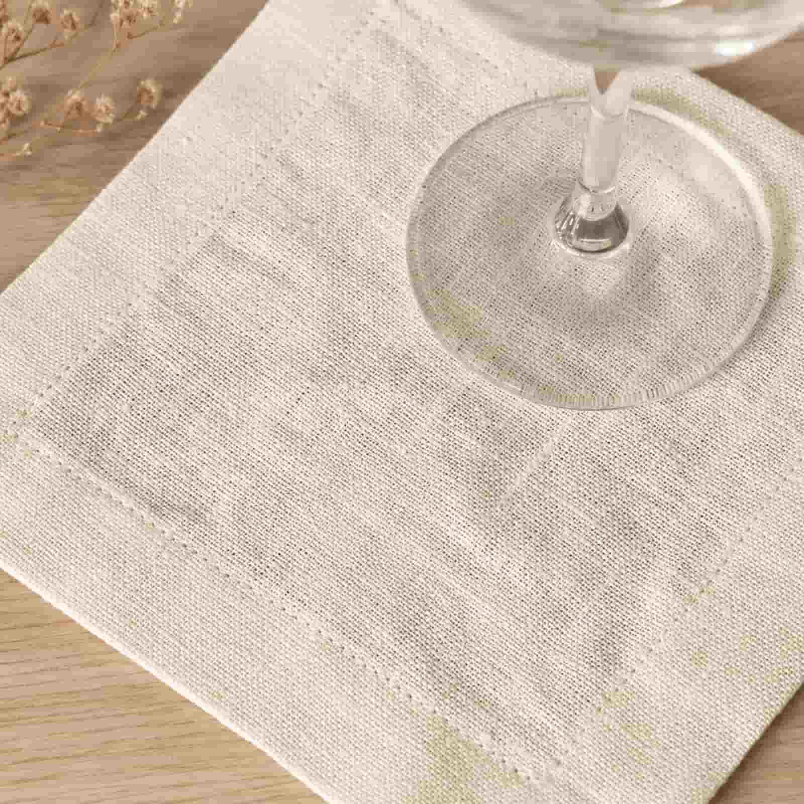Geometric layout of 5x5 cloth cocktail napkins in bulk, showcasing perfect square dimensions for commercial table setups.