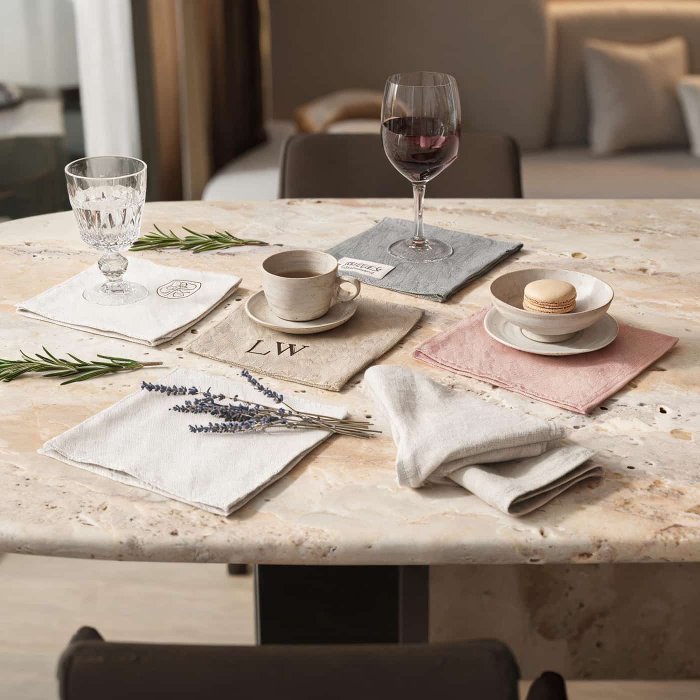 Custom logo European linen coasters with private label branding options
