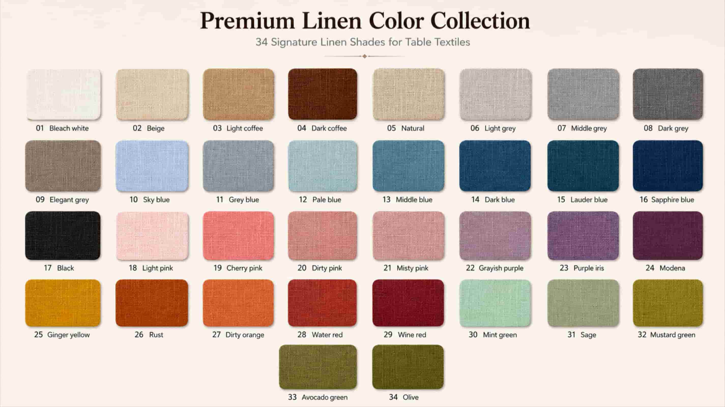 European linen placemats available in twelve custom colors for hospitality and lifestyle brands.