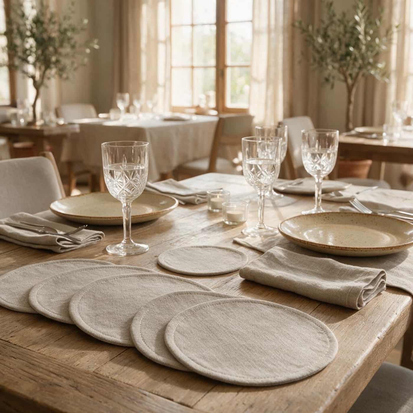 Custom monogram European linen coasters for weddings and hospitality brands