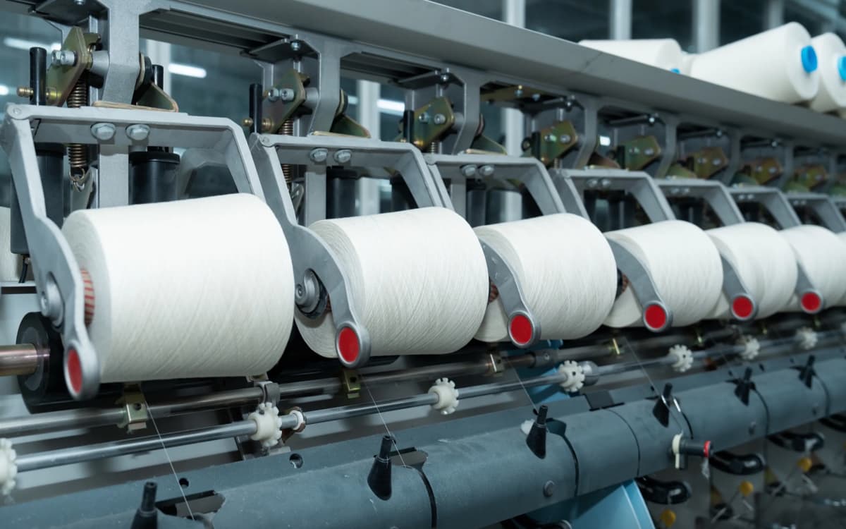 Linen fabric finishing machine in production workshop