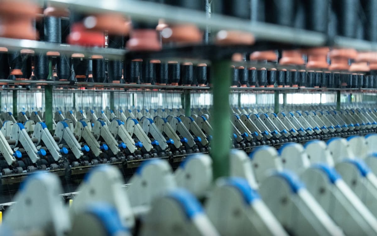 Linen spinning production line in textile factory