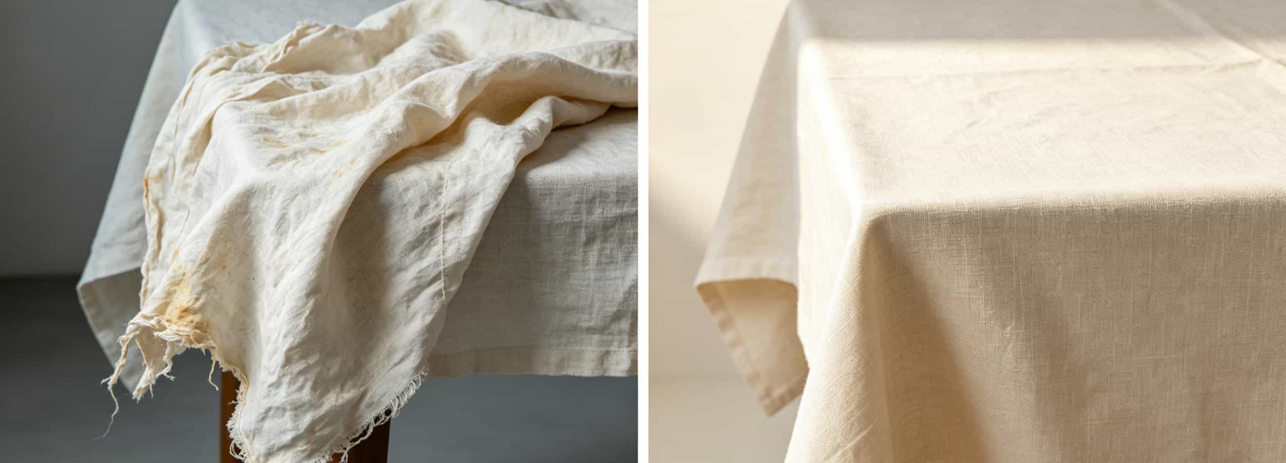 Side-by-side comparison of low vs high quality linen fabric