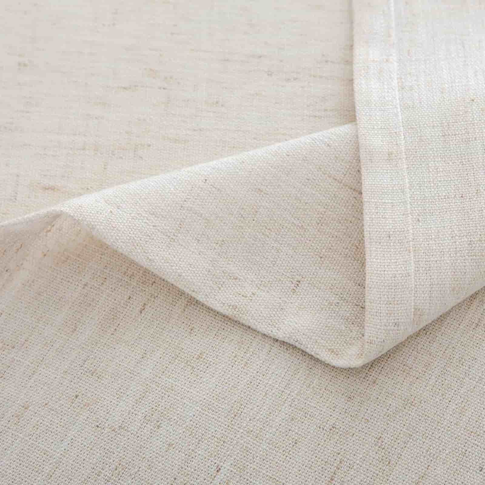 Wholesale linen fabric texture with hemstitch detail closeup