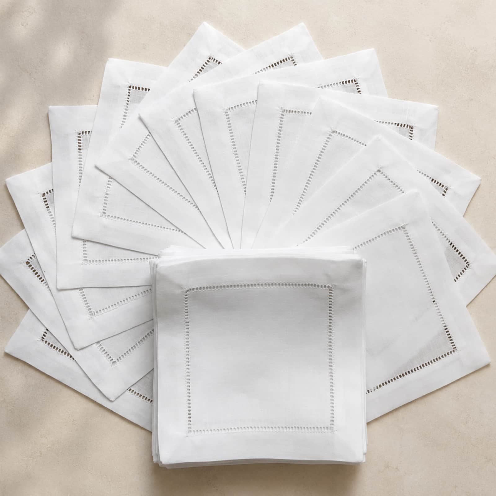 Premium Budloop white linen cocktail napkins available in bulk wholesale for boutique hospitality and catering.