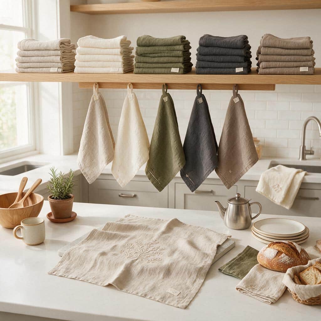 Custom European linen tea towels with private label branding options
