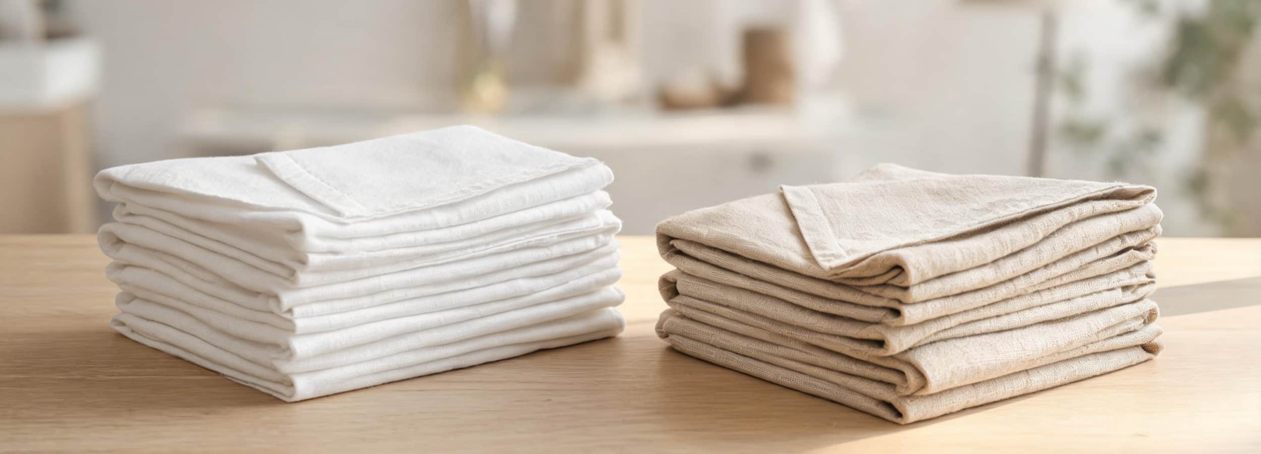 Premium European linen napkins prepared as blank embroidery bases for personalized brands