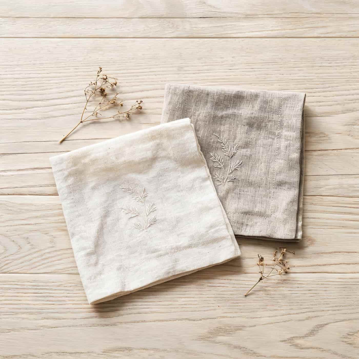 Handmade embroidered linen products for Etsy businesses