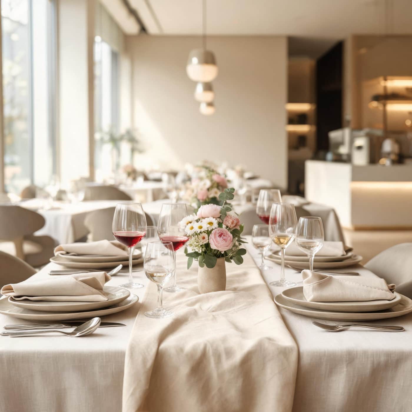 Premium European linen table setting for independent restaurants