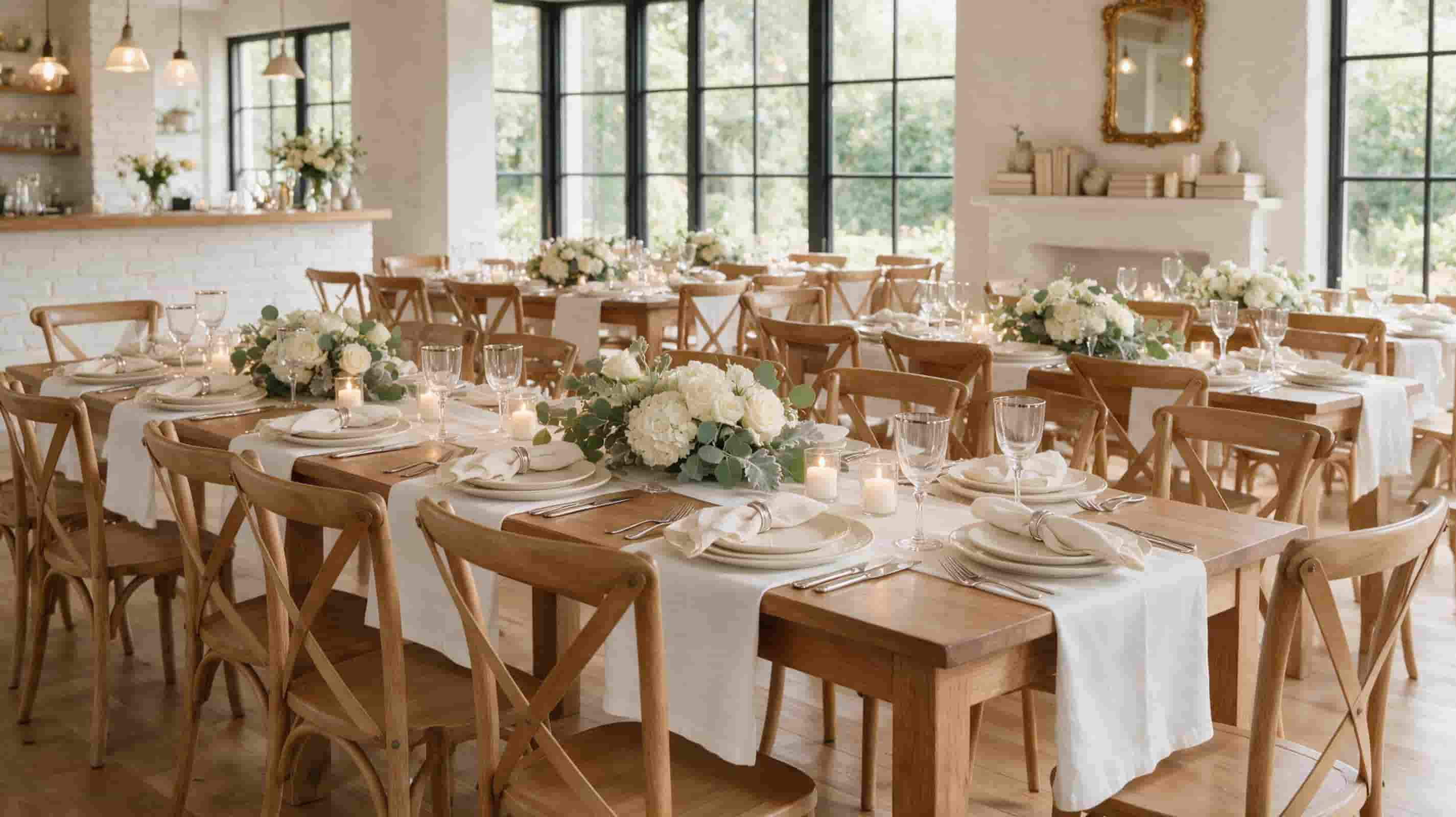 White European linen table runner styled with matching linen table textiles and elegant dinnerware for a premium dining table.