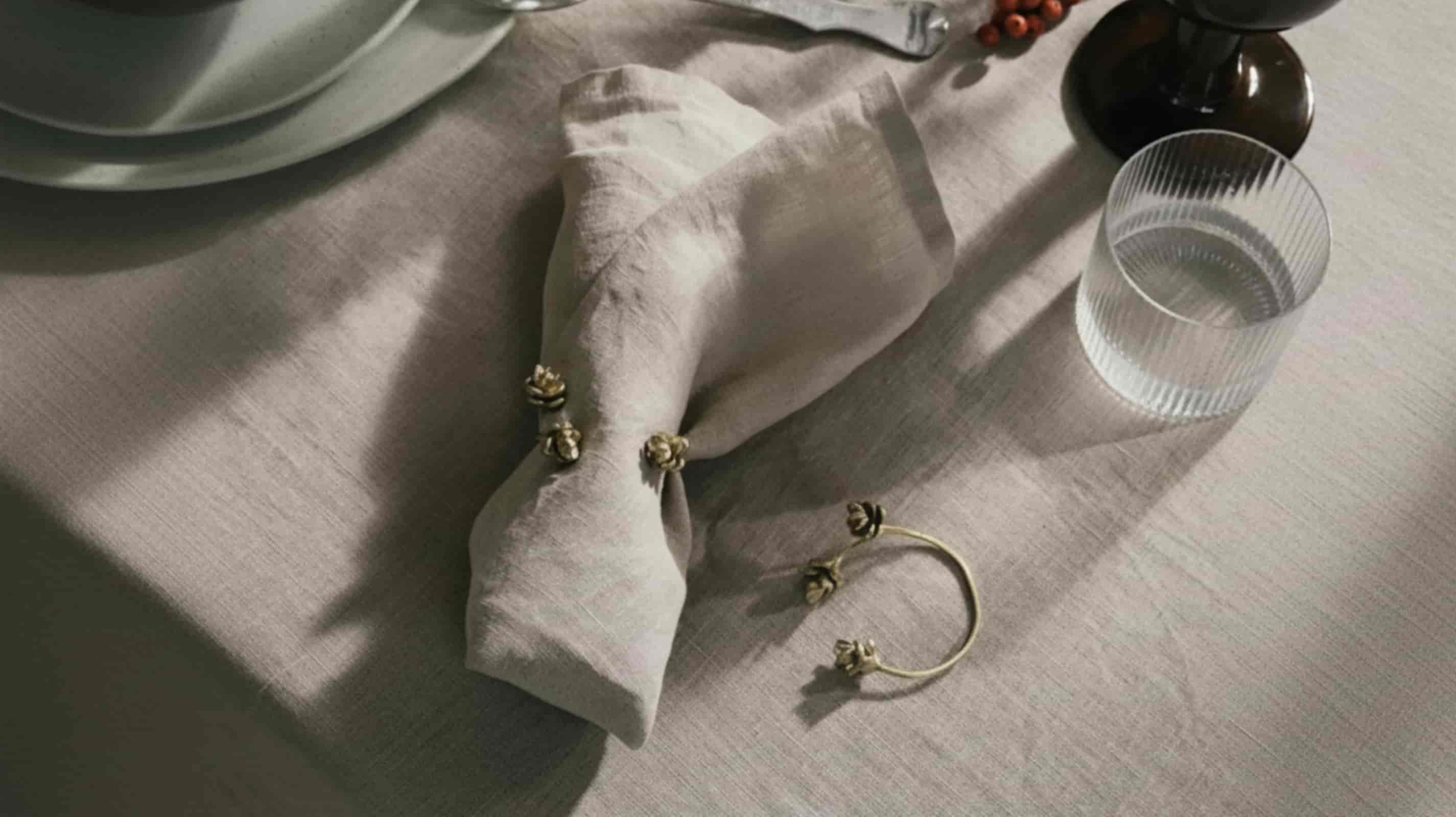 Natural wholesale linen napkin in restaurant tablescape