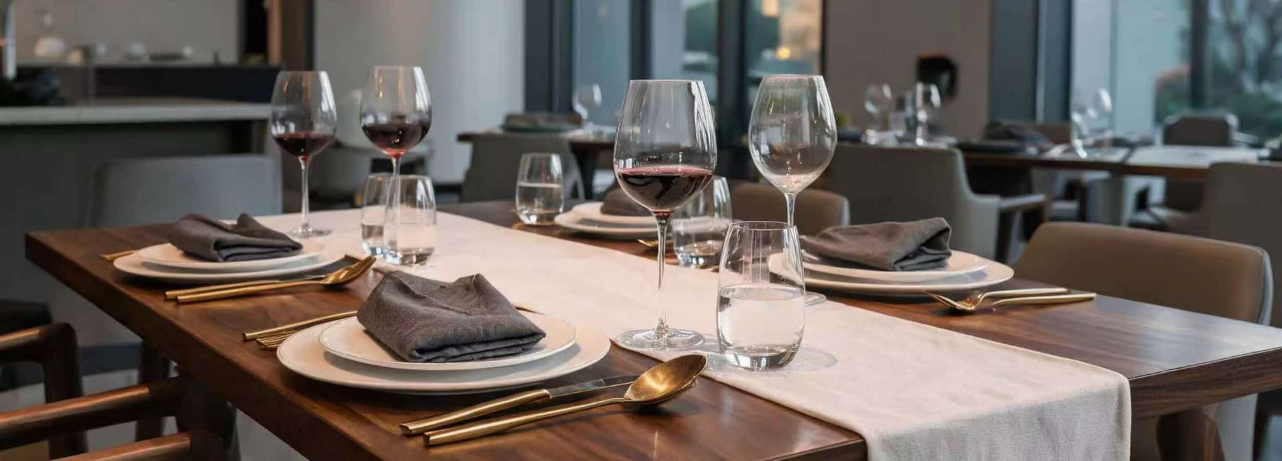 Premium European linen table setting inside an independent fine dining restaurant