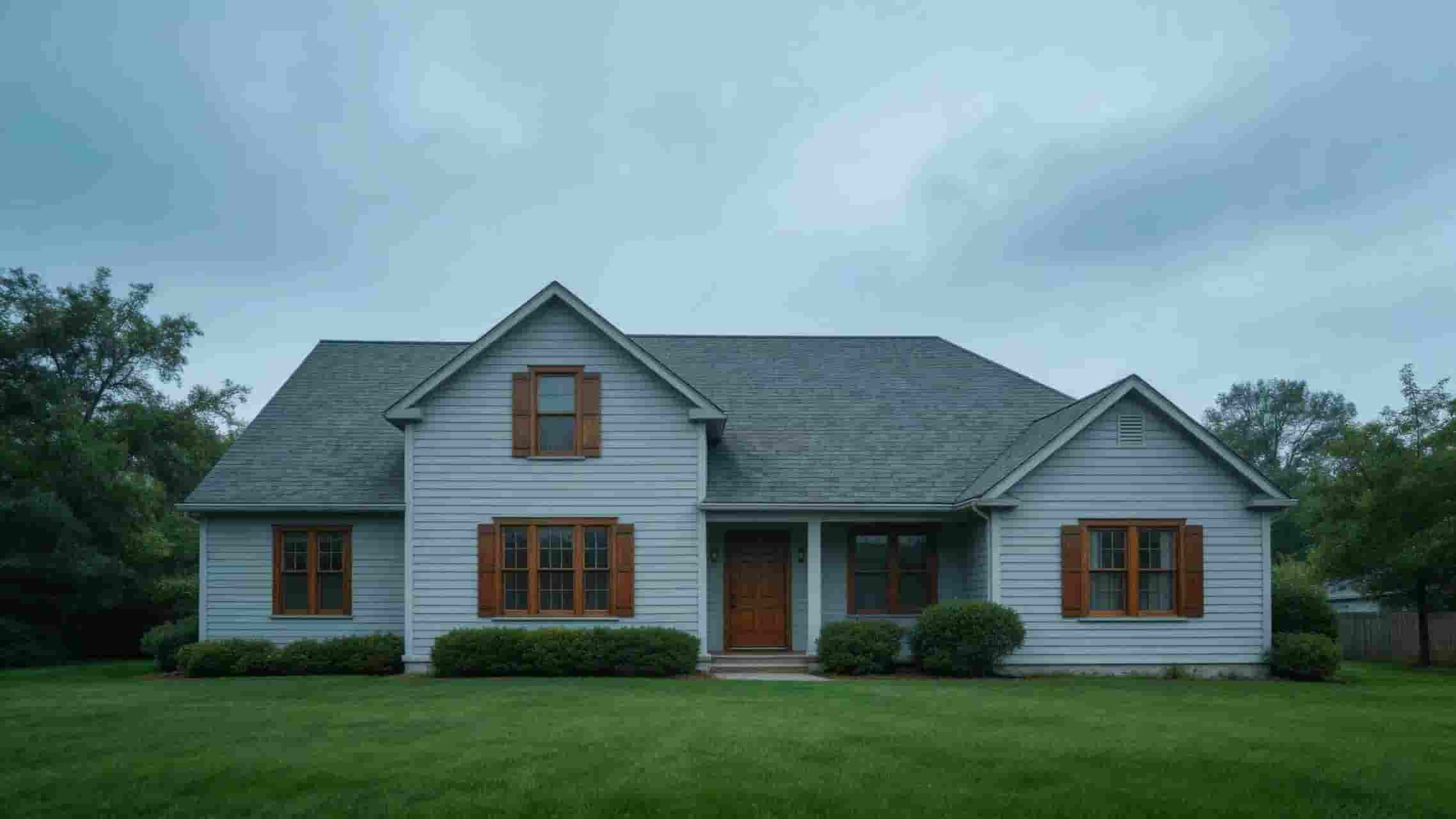 Spacious suburban home with a backyard and lawn, representing traditional outdoor composting lifestyles