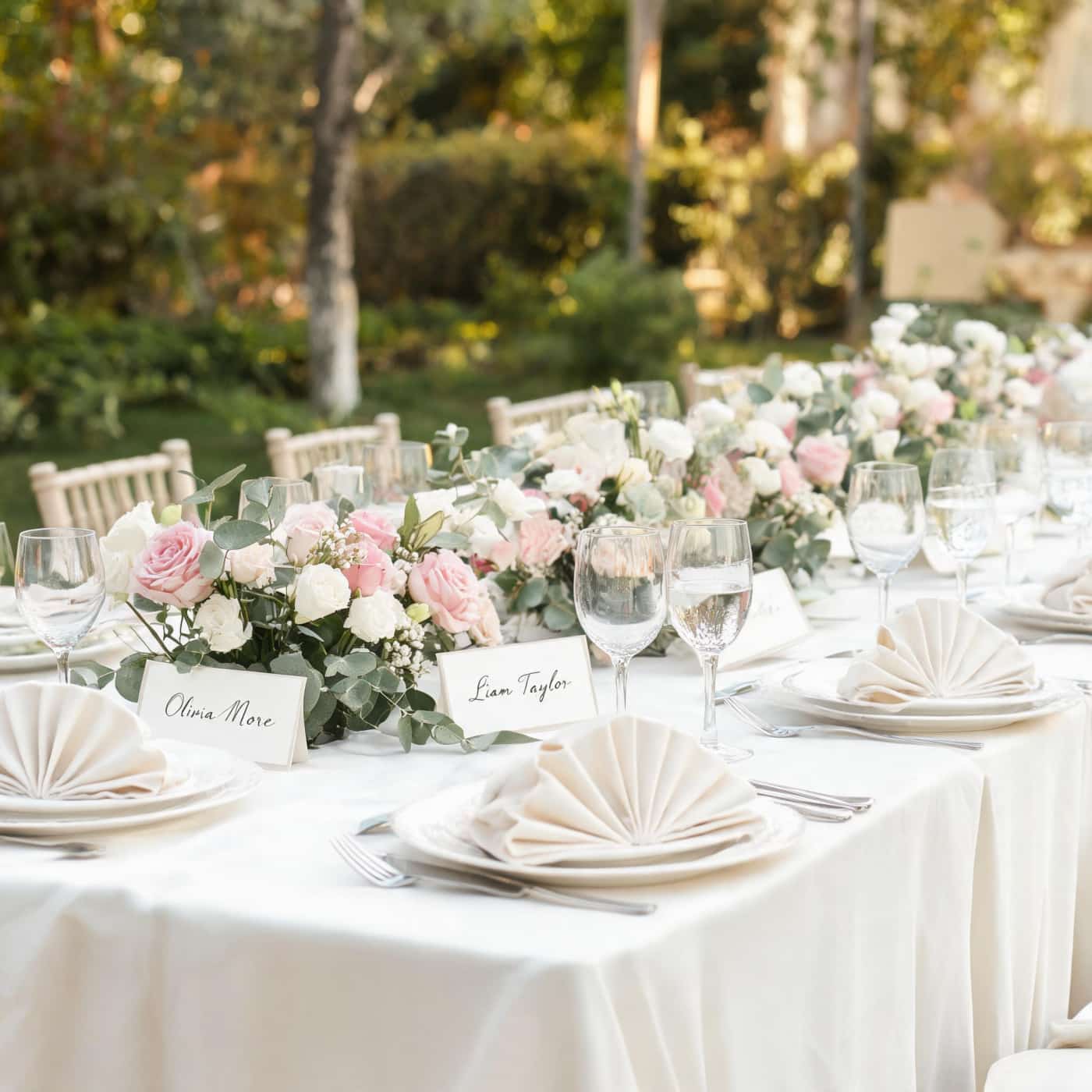 Custom European linen table setting for weddings and events